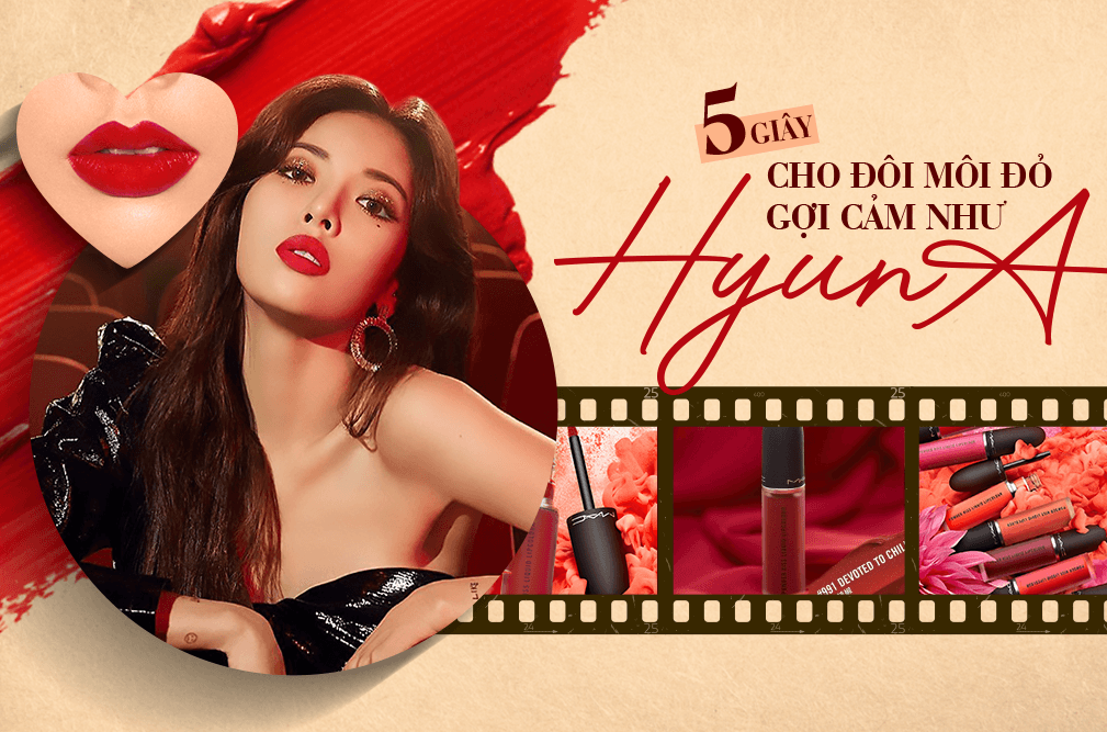 Nào ngờ chỉ một đường son nhỏ dưới đây giúp bạn có đôi môi đỏ gợi cảm như HyunA!
