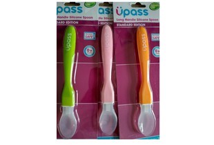 Thìa Ăn Dặm Silicone Cán Dài Không BPA Upass - Màu Hồng