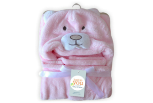 Khăn Choàng Tắm Kèm Nón Cho Bé - Baby Pink