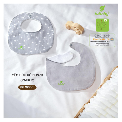 Yếm Cúc Bấm Vải Xô Cho Bé Lullaby Màu Ghi