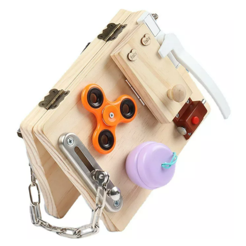 Đồ Chơi Gỗ Giáo Dục Wooden Folding Busy Board Lock Box