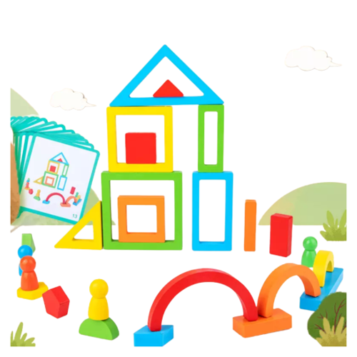 Đồ Chơi Gỗ Ghép Hình Rainbow Building Blocks