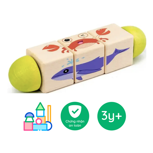 Đồ Chơi Gỗ Ghép Hình Rotating Puzzle - Sinh Vật Biển