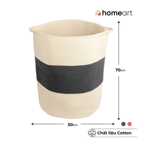 Giỏ Đan Cotton homeart Freya Có Tay Cầm Màu Be Xám XL