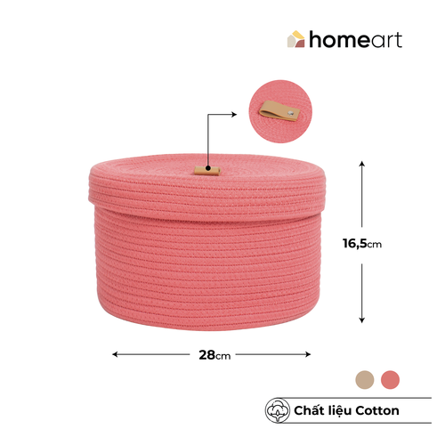 Giỏ Đan Cotton homeart Kaia Có Nắp M Màu Hồng