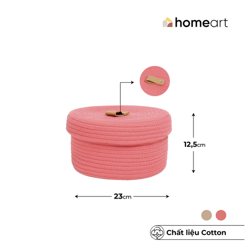 Giỏ Đan Cotton homeart Kaia Có Nắp S Màu Hồng