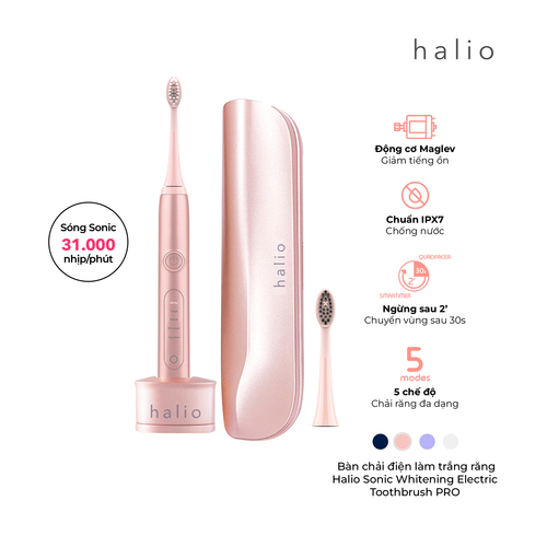 Bàn chải điện làm trắng răng Halio Sonic Whitening Toothbrush Rose Gold