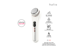 Máy Massage Đẩy Tinh Chất Nâng Cơ Mặt Nóng Lạnh Halio Ion Hot & Cool Beauty Device White Limited Edition
