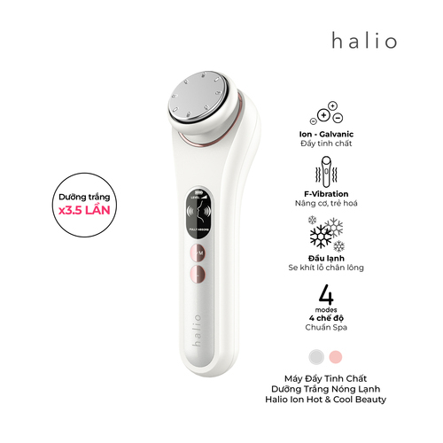 Máy Massage Đẩy Tinh Chất Nâng Cơ Mặt Nóng Lạnh Halio Ion Hot & Cool Beauty Device White Limited Edition