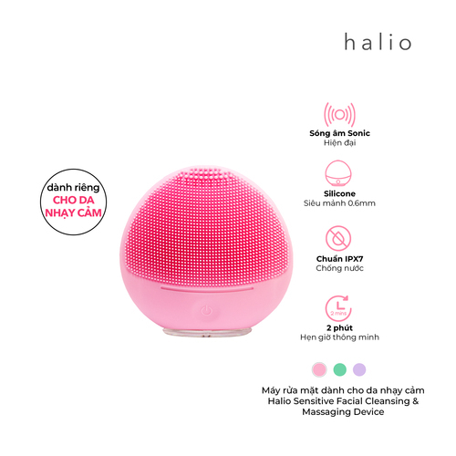 Máy rửa mặt dành cho da nhạy cảm Halio Sensitive Facial Cleansing & Massaging Device baby pink Limited Edition