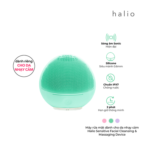 Máy rửa mặt dành cho da nhạy cảm Halio Sensitive Facial Cleansing & Massaging Device Sweet Mint Limited Edition