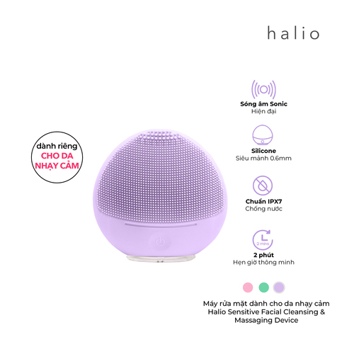 Máy Rửa Mặt Dành Cho Da Nhạy Cảm Halio Sensitive Facial Cleansing & Massaging Device Purple Rain Limited Edition