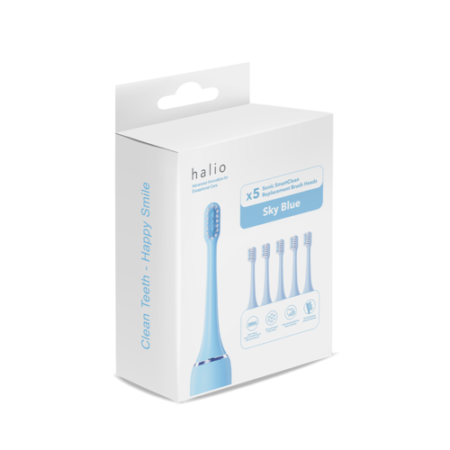 Set 5 Đầu Bàn Chải Thay Thế Halio Sonic SmartClean Replacement Brush Heads Sky Blue