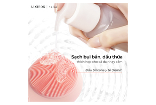 Máy Rửa Mặt Massage Tích Hợp Liệu Pháp Ánh Sáng và Nhiệt Halio Multi-task Cleansing & Massaging Device với đầu silicone y tế 0.6mm, thích hợp cho da nhạy cảm, giúp làm sạch bụi bẩn và dầu thừa hiệu quả.