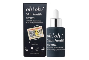 Tinh Chất Oh!Oh! Skin Health Serum với 20% Niacinamide và 2% Acetyl Glucosamine, giúp dưỡng sáng da và giảm thâm nám, dung tích 10ml. Thiết kế sang trọng với nắp nhỏ giọt tiện lợi, lý tưởng cho chăm sóc da hàng ngày.