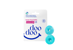 Lõi chỉ nha khoa Doodoo Dental Floss Refills 2x30m hương vị sữa dâu tây, bao bì tái sử dụng. Sản phẩm giúp cải thiện sức khỏe răng miệng, dễ sử dụng và thơm mát, mang lại cảm giác tươi mới cho ngày dài.
