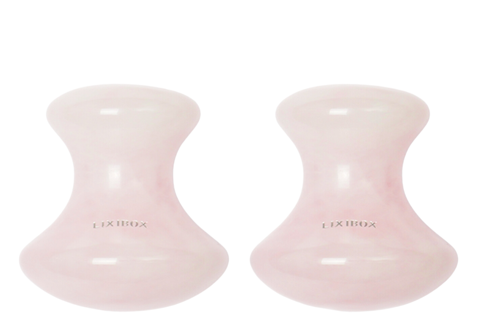 Bộ 2 Massage Mặt Đá Thạch Anh Hồng Hình Nấm Lixibox, sản phẩm massage mặt bằng đá thạch anh hồng, giúp làm sáng da, thư giãn cơ mặt, tiện lợi cho quy trình chăm sóc sắc đẹp tại nhà.