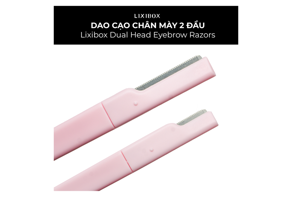 Dao Cạo Chân Mày 2 Đầu Lixibox với thiết kế hai đầu tiện dụng, màu hồng dễ thương, thích hợp cho việc tạo dáng chân mày và loại bỏ lông mặt một cách an toàn và dễ dàng.