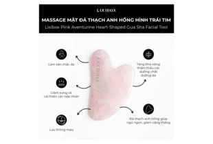Dụng cụ Massage Mặt Đá Thạch Anh Hồng Hình Trái Tim Lixibox giúp săn chắc da, giảm sưng và cải thiện các nếp nhăn, tăng khả năng thẩm thấu dưỡng chất và lưu thông máu, đồng thời giúp giảm căng thẳng và thư giãn.