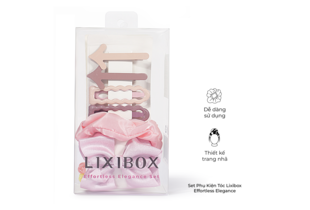 Set Phụ Kiện Tóc Lixibox Effortless Elegance Set với các kẹp tóc và băng đô màu hồng, thiết kế trang nhã dễ dàng sử dụng cho nhiều kiểu tóc.