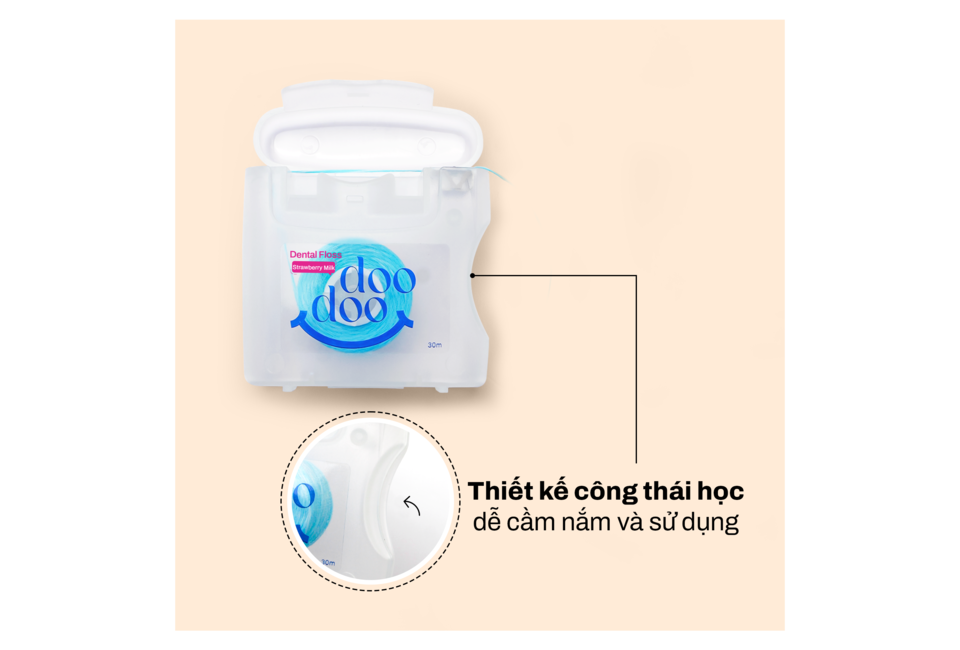 Chỉ Nha Khoa Doodoo Dental Floss 30m Peppermint với thiết kế công thái học, dễ cầm nắm và sử dụng, giúp chăm sóc răng miệng hiệu quả.
