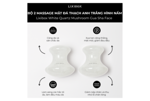 Bộ 2 Massage Mặt Đá Thạch Anh Trắng Lixibox Mushroom Gua Sha Face giúp săn chắc da, giảm căng thẳng, mệt mỏi và làm sáng màu da, phù hợp cho việc chăm sóc sắc đẹp hàng ngày.