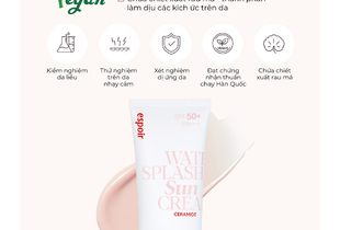 Kem Chống Nắng Dưỡng Ẩm ESPOIR WATER SPLASH SUN CREAM CERAMIDE SPF50+ PA++++ 20ml với công thức giàu dưỡng ẩm, bảo vệ da khỏi tác hại của ánh nắng mặt trời, thích hợp cho da nhạy cảm và đã được kiểm nghiệm an toàn.