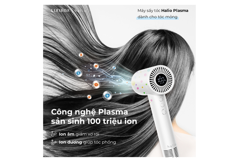 Máy Sấy Tóc Halio Plasma Hair Dryer Dành Cho Tóc Mỏng - Spring Breeze với công nghệ Plasma sản sinh 100 triệu ion, giúp giảm xơ rối và giữ tóc phồng. Thiết kế hiện đại và hiệu suất tối ưu cho mái tóc mỏng.