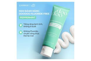 Kem Đánh Răng Doodoo Fluoride Free Toothpaste Làm Trắng Răng 150g Peppermint với công thức không fluoride, chiết xuất lá lô hội, mang đến nụ cười trắng sáng và an toàn cho sức khỏe răng miệng.