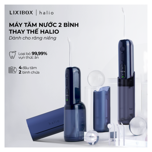 Máy Tăm Nước 2 Bình Thay Thế Halio UltraClean Express Hydro Floss Phiên Bản Nâng Cấp Dành Cho Răng Niềng - Ocean Blue