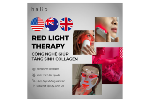 Máy Ánh Sáng Đỏ Tăng Sinh Collagen Halio Red Light Therapy Device 3 in 1 giúp tăng sinh collagen, kích thích tái tạo da, làm đẹp không xâm lấn, siêu hot tại Mỹ, Anh, Úc.