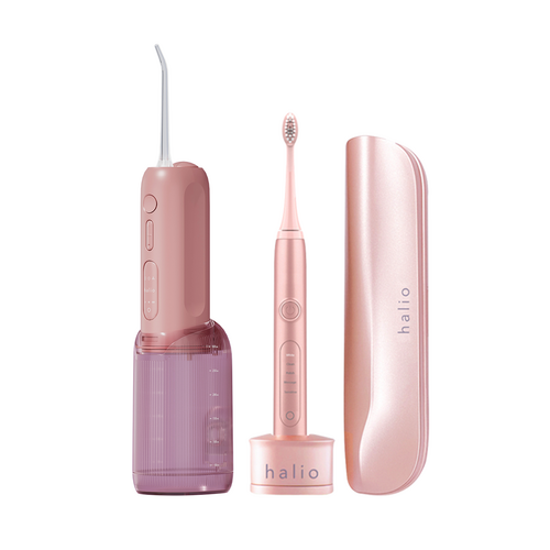 Combo Máy Tăm Nước Và Bàn Chải Điện Chăm Răng Trắng Sáng - Rose