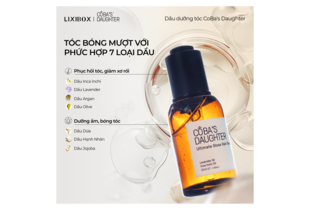 Serum Tóc CoBa's Daughter Ultimate Gloss Hair Serum 50ml với hỗn hợp 7 loại dầu, mang lại tóc bóng mượt và phục hồi tóc hư tổn. Thành phần chính: Dầu Inca Inchi, Dầu Lavender, Dầu Argan, Dầu Olive, Dầu Dừa, Dầu Hạnh Nhân, Dầu Jojoba.