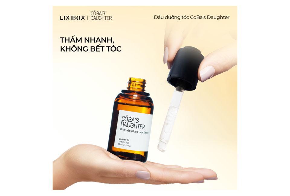 Serum Tóc CoBa's Daughter Ultimate Gloss Hair Serum 50ml với chiết xuất tinh dầu oải hương và dầu Inca Inchi. Dưỡng mái tóc bóng mượt, không bết dính, thẩm thấu nhanh.