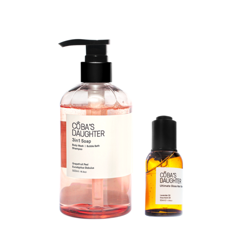 Combo Tóc Sạch Mềm Mượt Gel tắm 3in1 Grapefruit Peel & Eucalyptus Globulus và Dầu Dưỡng Tóc CoBa's Daughter