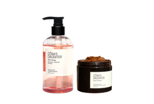 Combo Gel tắm 3in1 Grapefruit Peel & Eucalyptus Globulus và Tẩy tế bào chết Nuông Chiều Cơ thể, bao gồm gel tắm đa năng và sản phẩm tẩy tế bào chết, giúp làm sạch và nuôi dưỡng làn da.