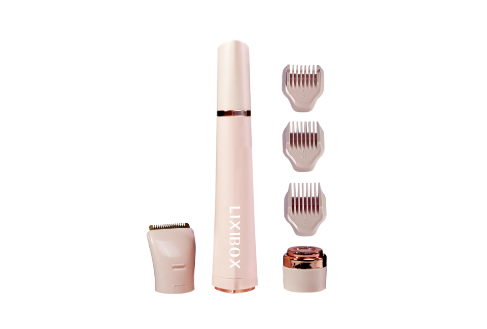 Máy Tỉa Lông 3 Đầu Thay Thế Lixibox 3in1 Hair Remover với thiết kế tinh tế, bao gồm đầu tỉa lông và ba cữ cắt S, M, L, lý tưởng cho việc chăm sóc sắc đẹp dễ dàng tại nhà.