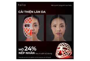 Mặt Nạ Ánh Sáng Sinh Học Halio PureGlow Ultralite Silicone LED giúp cải thiện làn da, giảm 24% nếp nhăn sau 4 tuần sử dụng. Thiết kế độc đáo với đèn LED hỗ trợ điều trị da hiệu quả.
