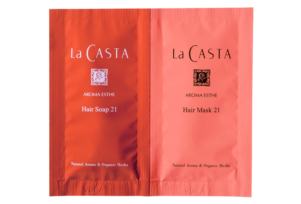 Hình ảnh Bộ Dầu Gội và Dầu Xả La CASTA với sản phẩm Hair Soap 21 và Hair Mask 21, hoàn hảo cho mái tóc khỏe đẹp, chứa thành phần tự nhiên và thảo mộc hữu cơ.