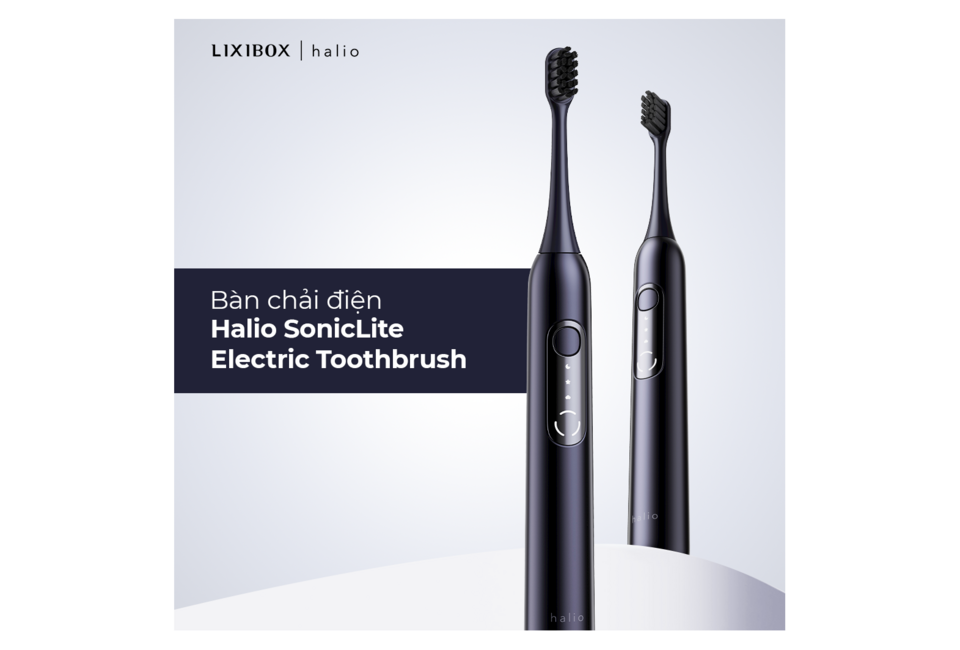 Bàn chải điện Halio SonicLite Electric Toothbrush - Ocean Blue với thiết kế hiện đại, mang lại hiệu quả làm sạch vượt trội cho hàm răng.