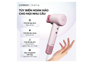 Máy Sấy Tóc Halio High Speed Ionic Hair Dryer với chế độ sấy lạnh bảo vệ tóc, chế độ sấy nóng khô nhanh, và tính năng điều chỉnh nhiệt, thiết kế hiện đại và màu sắc nhẹ nhàng.
