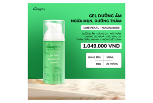 Gel dưỡng ẩm ngừa mụn, giảm thâm The Auragins Skin Rescue Brightening Gel Cream 100ml với chiết xuất Lime Pearl và Niacinamide, giúp sáng da, bổ sung độ ẩm, kiểm soát dầu, và đồng thời cung cấp độ ẩm cho da mà không gây bết dính.