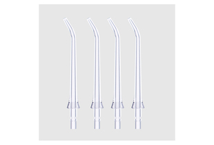 Set 4 Đầu Tiêu Chuẩn Thay Thế Máy Tăm Nước Halio UltraClean Express Replacement Jet Tip Set, bao gồm bốn đầu tăm nước trong suốt, lý tưởng cho việc làm sạch răng miệng hiệu quả và dễ dàng.