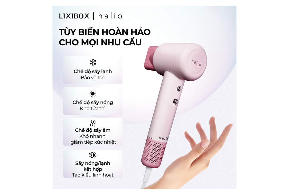 Combo máy sấy tóc Halio High Speed Ionic Hair Dryer và máy uốn duỗi Halio 2in1 Airplus Hair Styler với các chế độ sấy lạnh, sấy nóng, và sấy ẩm giúp bảo vệ tóc và tạo kiểu linh hoạt. Thiết kế hiện đại, dễ dàng sử dụng.