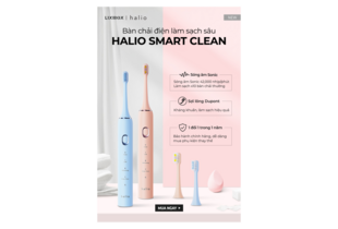 Combo Bàn chải điện Halio Sonic SmartClean Electric Toothbrush Sky Blue và Coral, với công nghệ sóng âm 42,000 nhịp/phút, sản phẩm lý tưởng cho việc chăm sóc răng miệng. Tặng kèm Túi Tote Everyday Mini.