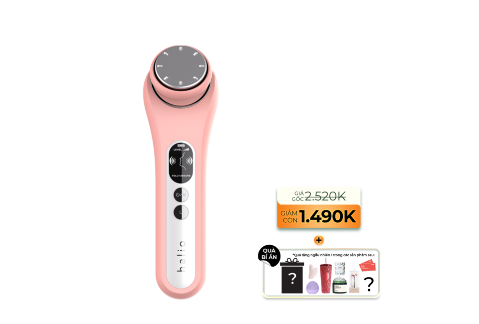 Máy Massage Đẩy Tinh Chất Nâng Cơ Mặt Nóng Lạnh Halio Ion Hot & Cool Beauty Device - Coral Limited Edition với công nghệ nóng lạnh, giúp nâng cơ và cải thiện sức khỏe làn da, giảm giá từ 2.520K xuống còn 1.490K, kèm quà bí ẩn.