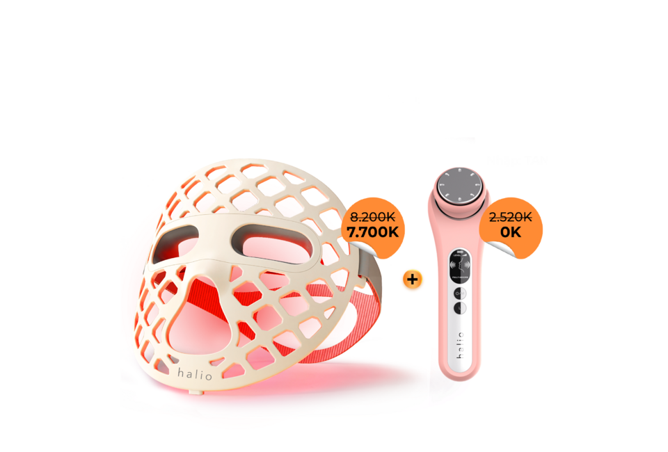 Mặt Nạ Ánh Sáng Sinh Học Halio PureGlow Ultralite Silicone LED Face Mask kèm Máy Massage Nóng Lạnh Đẩy Tinh Chất Halio với giá ưu đãi 7.700K cho mặt nạ và 0K cho máy massage, tạo cơ hội chăm sóc da hoàn hảo.