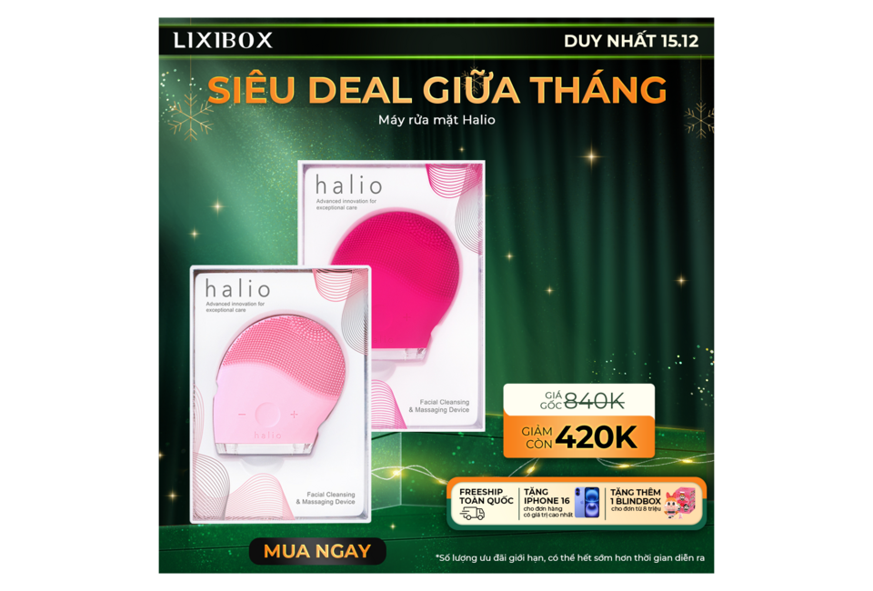 Máy rửa mặt Halio Facial Cleansing & Massaging Device - Grey Smoke, sản phẩm hoàn hảo cho chăm sóc da mặt, với thiết kế hiện đại và tính năng massage giúp làm sạch sâu và thư giãn cho làn da.
