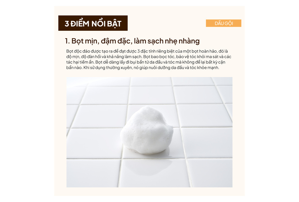 Bọt mềm, dày đặc thể hiện đặc tính nổi bật của Dầu Gội La CASTA Aromaesthe Hair Soap 21 Tóc Suôn Mượt - Giảm Xơ Rối 300ml, giúp làm sạch nhẹ nhàng và nuôi dưỡng tóc khỏe mạnh.
