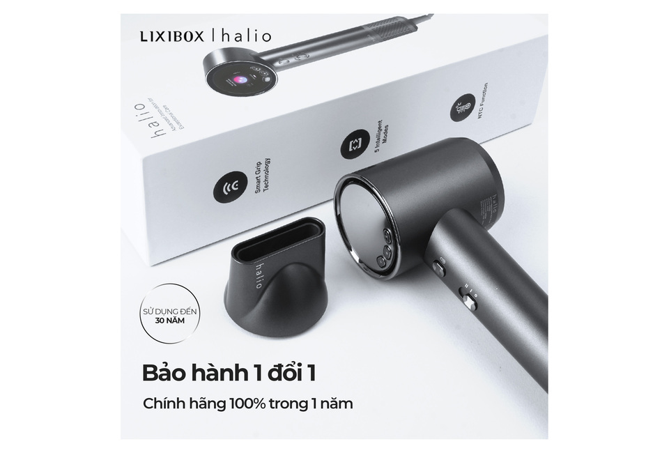Máy Sấy Tóc Ion Âm Halio Hypersonic Hair Dryer Space Grey với thiết kế hiện đại, bao gồm đầu sấy thông minh, có đủ 5 chế độ thông minh. Sản phẩm đi kèm với bảo hành 1 đổi 1 và chính hãng 100% trong 1 năm.